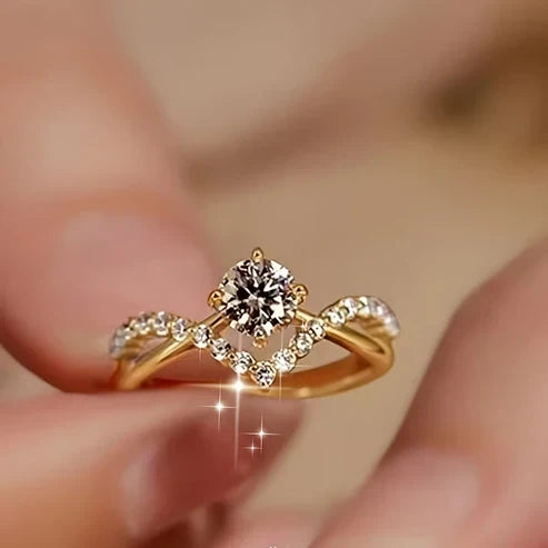 Radiant Golden Crown Ring