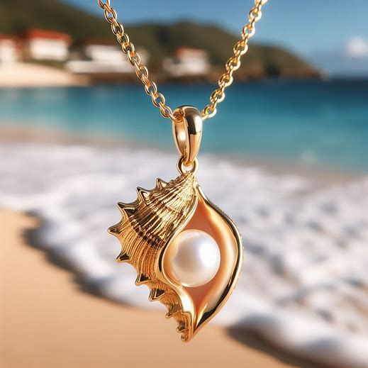 Golden Shell Necklace with Pearl Accents