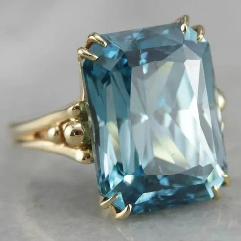 Azure Horizon Crystal Gold Band
