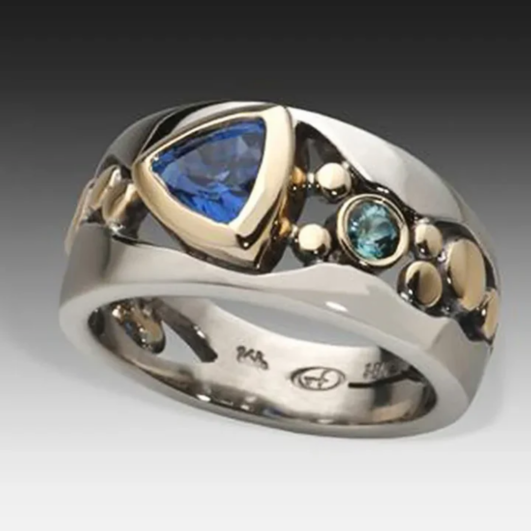 Two-Tone Sapphire Crest Ring