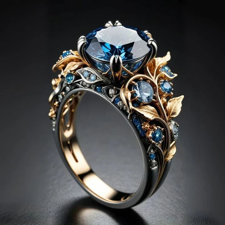 Enchanting Blue Crystal Flower Ring