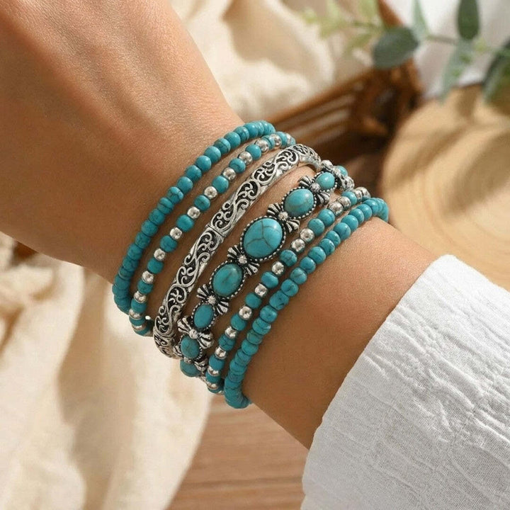 Turquoise Boho Beaded Bracelet Set