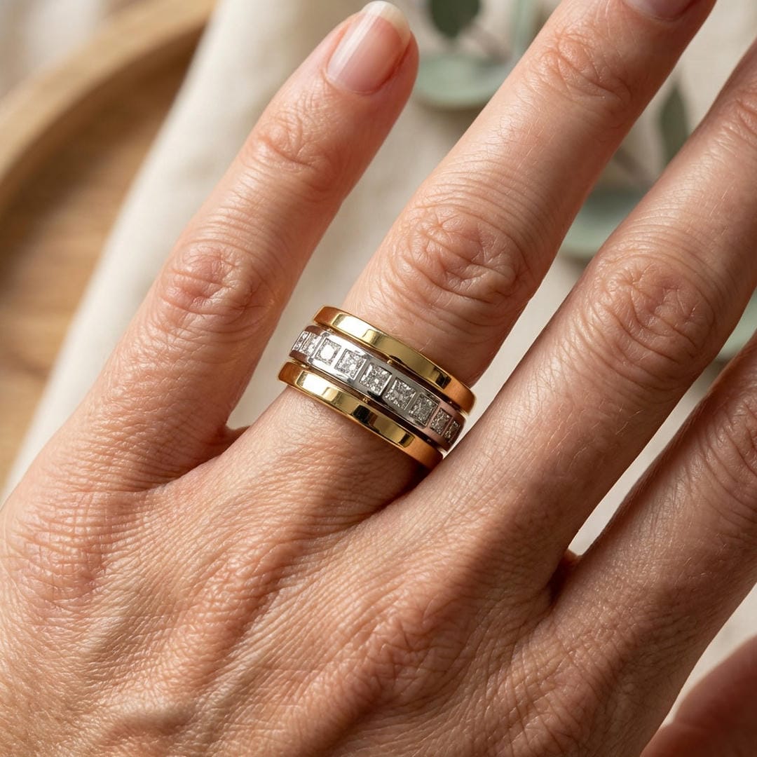 Two-Tone Gold Cubic Zirconia Ring