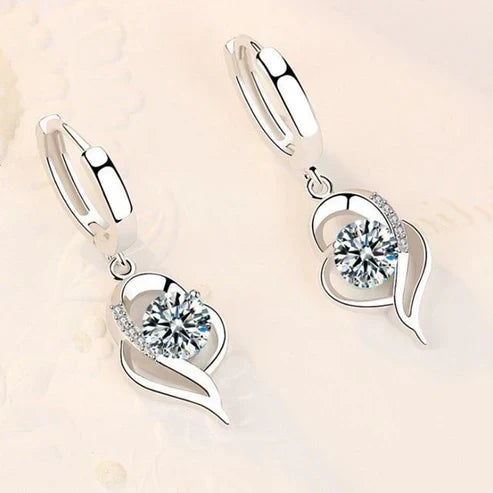Floral Earrings with Silver and Zirconia Inlay