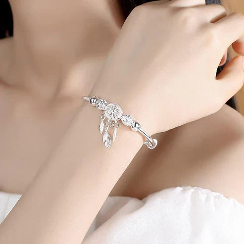 Silver Adjustable Dream Catcher Bracelet