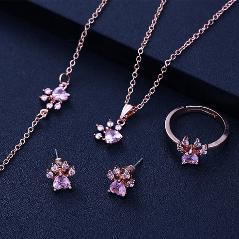 Rose Gold Pet Paw Jewelry Collection