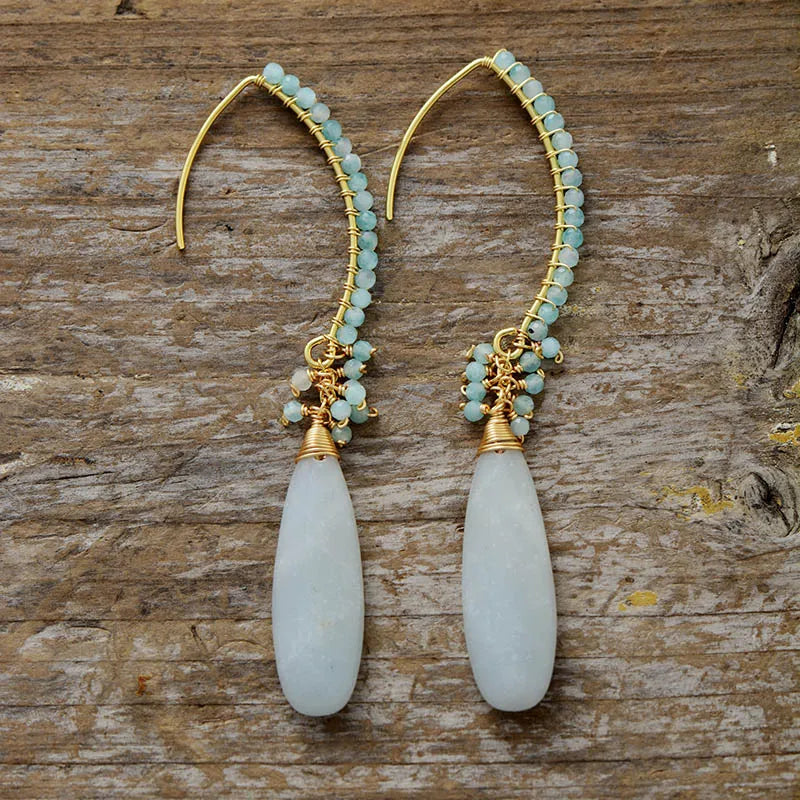 Sophisticated Amazonite and Gold Dangle Earrings